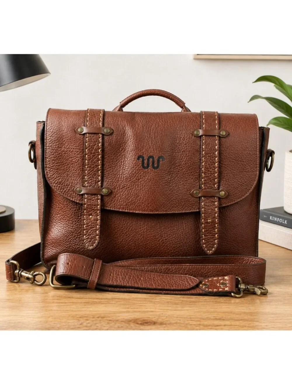 King Ranch Leather Messenger Briefcase Laptop Bag Brown Crossbody Satchel